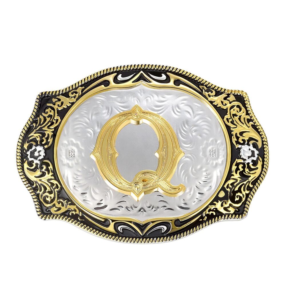 1477 Belt Buckle │Western Initial Letters AQ to Z Christmas Halloween Small